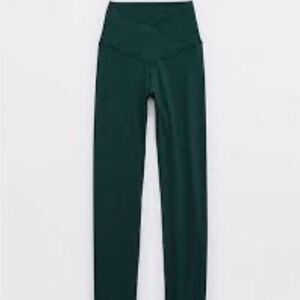 Offline by Aerie Dark Green Real Me High-Waisted Crossover Leggings Size Small